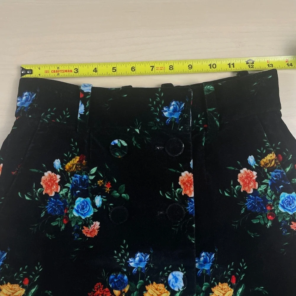Paco‎ Rabanne Jupe Floral Cotton Blend Maxi Skirt Velvet Black Size 38 / 6 US